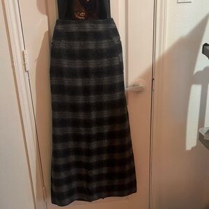 The Limited Wool Black and Gray Plaid Maxi Skirt